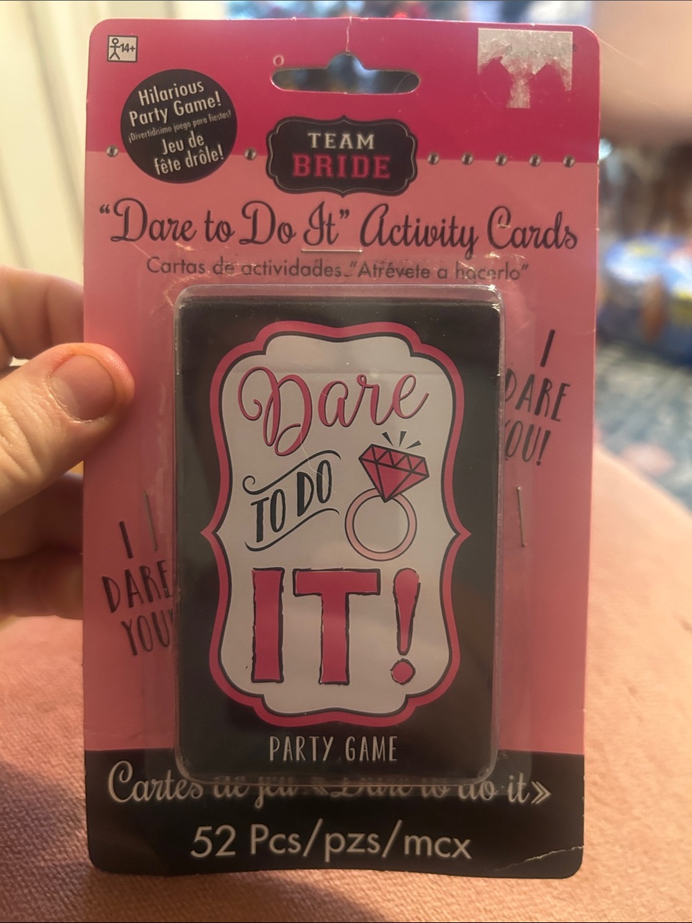 Team Bride "Dare to Do It" Party Game Cards - Pink & Black